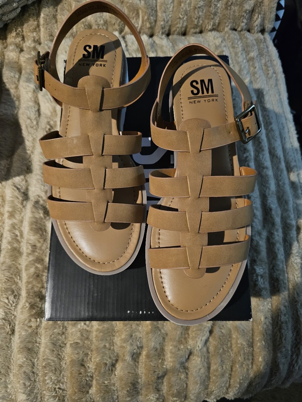 Brand New Womens Size 8 SM New York Cognac Strappy Gladiator Sandals